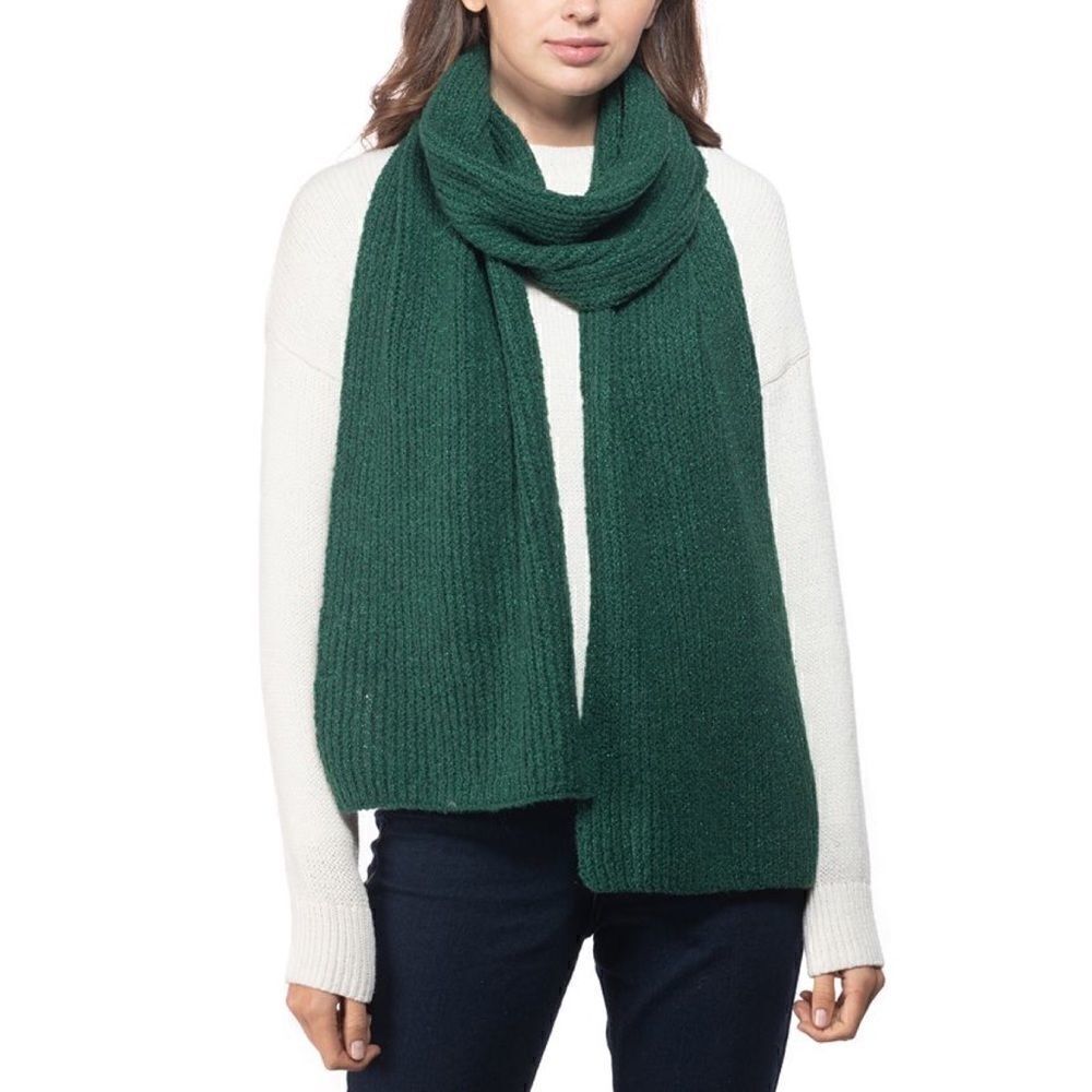 Style & Co Green Stretchy Rib Solid Sparkle Scarf with Lurex OS NWT